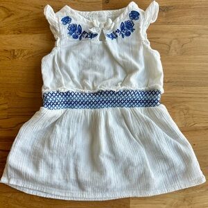 Janie and Jack White Crinkle Gauze Embroidered Dress